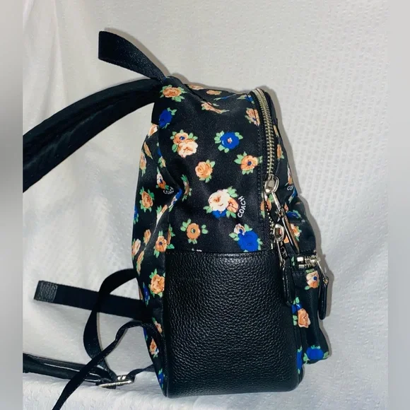 Coach Blue Mini Tea Rose Backpack - Picture 4 of 7